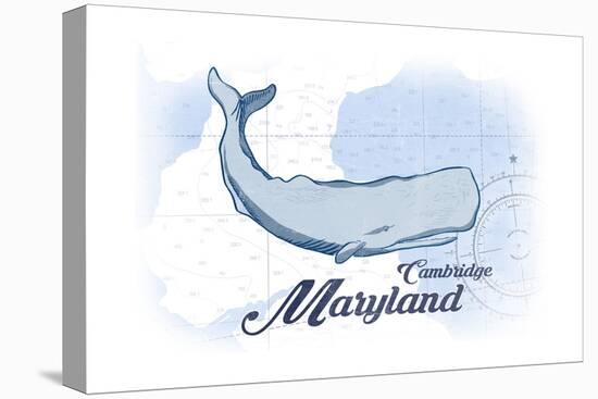 Cambridge, Maryland - Whale - Blue - Coastal Icon-Lantern Press-Stretched Canvas