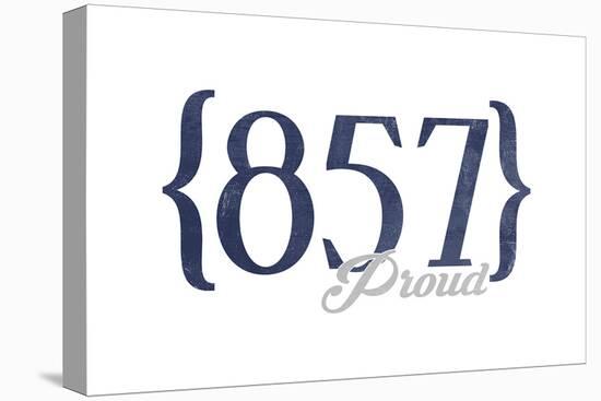 Cambridge, Massachusetts - 857 Area Code (Blue)-Lantern Press-Stretched Canvas