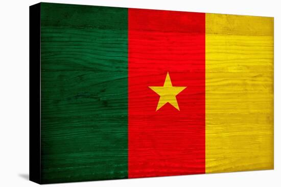 Cameroon Flag Design with Wood Patterning - Flags of the World Series-Philippe Hugonnard-Stretched Canvas