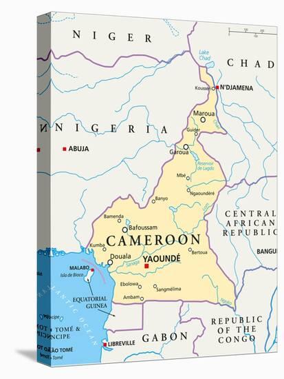 Cameroon Political Map-Peter Hermes Furian-Stretched Canvas