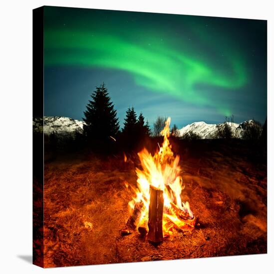 Camp Fire Watching Northern Lights-Solarseven-Premier Image Canvas