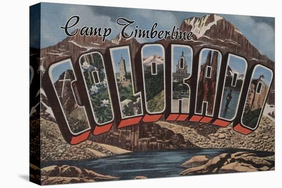 Camp Timberline, Colorado - Large Letter Scenes-Lantern Press-Stretched Canvas