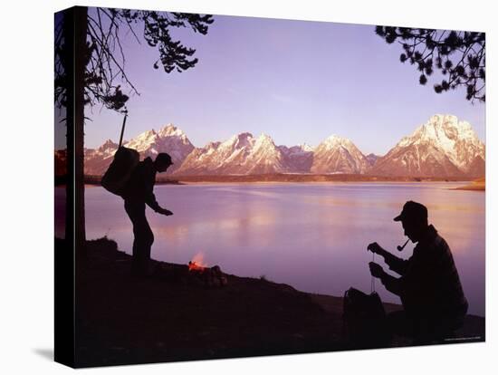 Campers at Jackson Lake in Grand Teton National Park-Ralph Crane-Premier Image Canvas