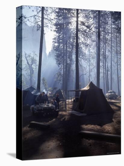 Campers Making Early Morning Breakfast at Their Site in Yosemite National Park-Ralph Crane-Premier Image Canvas