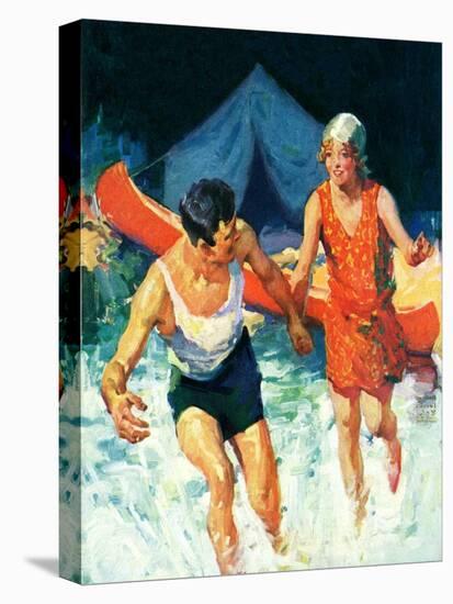 "Camping Couple Goes Swimming,"August 1, 1928-William Meade Prince-Premier Image Canvas