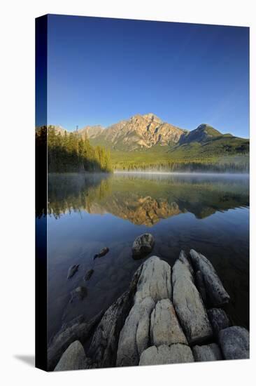 Canada, Alberta, Jasper National Park. Sunrise on Pyramid Mountain and Lake.-Jaynes Gallery-Premier Image Canvas