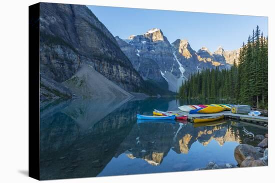 Canada, Banff NP, Valley of the Ten Peaks, Moraine Lake, Canoe Dock-Jamie & Judy Wild-Premier Image Canvas