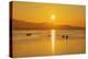 Canada, British Columbia, Vancouver Island. Sailboats at sunset on Vesuvius Bay.-Jaynes Gallery-Premier Image Canvas