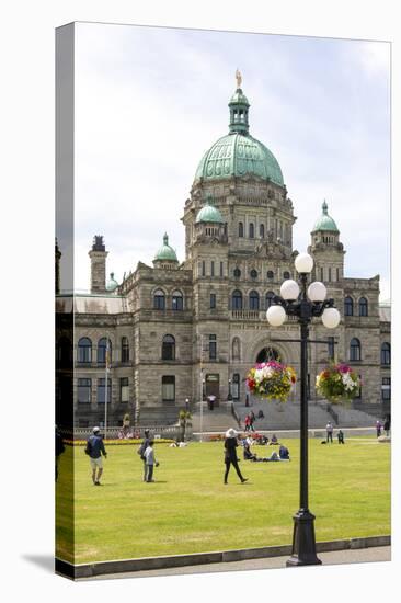 Canada, British Columbia, Victoria. Tourists on Lawn in Front of Parliament Building-Trish Drury-Premier Image Canvas