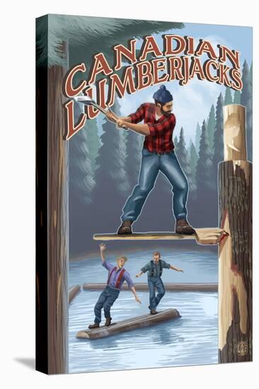 Canada, Canadian Lumberjacks-Lantern Press-Stretched Canvas