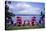 Canada, Nova Scotia, Mahone Bay, Colorful Adirondack Chairs Overlook the Calm Bay-Ann Collins-Premier Image Canvas