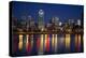 Canada, Quebec, Montreal. Nighttime View of Downtown and River-Jaynes Gallery-Premier Image Canvas