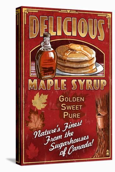 Canada - Vintage Maple Syrup Sign-Lantern Press-Stretched Canvas