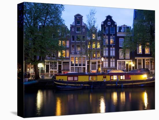 Canal Boat and Architecture, Amsterdam, Holland, Europe-Frank Fell-Premier Image Canvas