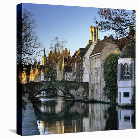 Canal View with Belfry in Winter, Bruges, West Vlaanderen (Flanders), Belgium, Europe-Stuart Black-Premier Image Canvas