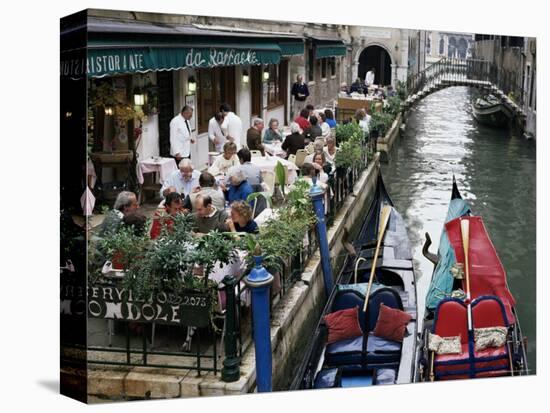 Canalside Restaurant, Venice, Veneto, Italy-Michael Short-Premier Image Canvas