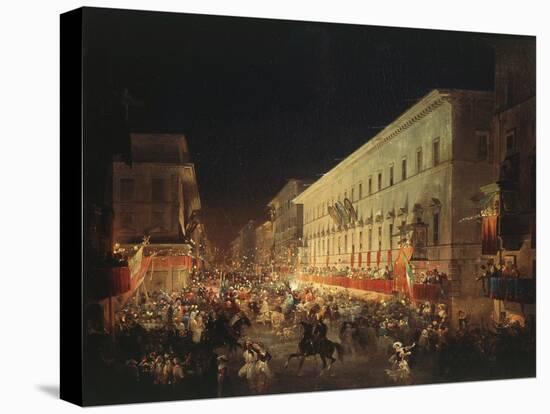 Candlelit Procession Through Via Del Corso, Rome, Italy-Ippolito Caffi-Premier Image Canvas