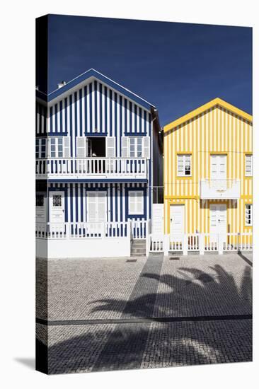 Candy-Striped Painted Beach Houses in Costa Nova, Beira Litoral, Portugal-Julian Castle-Stretched Canvas