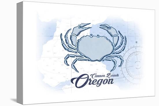 Cannon Beach, Oregon - Crab - Blue - Coastal Icon-Lantern Press-Stretched Canvas