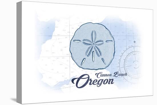 Cannon Beach, Oregon - Sand Dollar - Blue - Coastal Icon-Lantern Press-Stretched Canvas