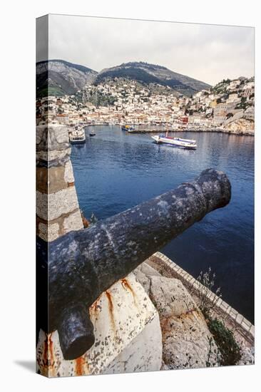 Cannon, Hydrofoil Boat, Harbor, Hydra Island, Greece-Ali Kabas-Premier Image Canvas