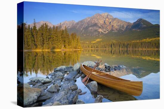 Canoe at Pyramid Lake with Pyramid Mountain in the Background-Miles Ertman-Premier Image Canvas