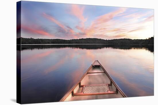 Canoe Bow Lake Sunset Ontario-null-Stretched Canvas