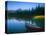 Canoe in Sparks Lake, Broken Top Mountain in Background, Cascade Mountains, Oregon, USA-Janis Miglavs-Premier Image Canvas