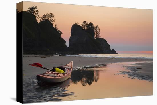 Canoe on a Beach at Sunset, Washington, USA-Gary Luhm-Premier Image Canvas