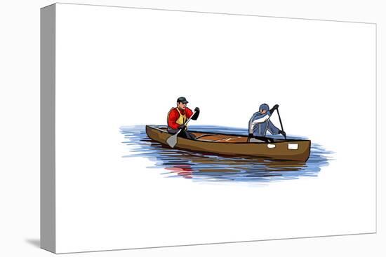 Canoers - Icon-Lantern Press-Stretched Canvas