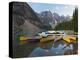 Canoes Moored on Moraine Lake, Banff National Park, UNESCO World Heritage Site, Alberta, Rocky Moun-Martin Child-Premier Image Canvas