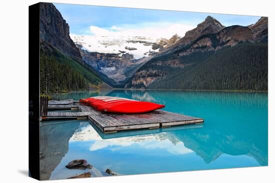 Canoes of Lake Louise, Alberta, Canada-George Oze-Premier Image Canvas