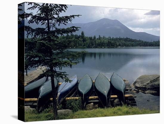 Canoes Turned Bottom Side Up on Shore of Unidentified Lake in Maine-Dmitri Kessel-Premier Image Canvas