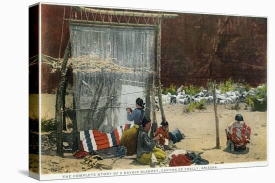 Canyon De Chelly, Arizona - View of Navajo Women Weaving Rug-Lantern Press-Stretched Canvas