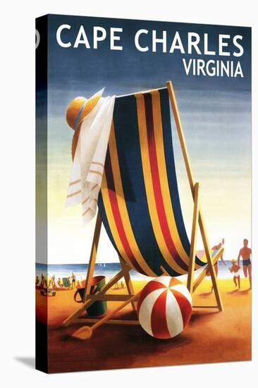 Cape Charles, Virginia - Beach Chair and Ball-Lantern Press-Stretched Canvas