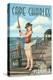 Cape Charles, Virginia - Fishing Pinup-Lantern Press-Stretched Canvas