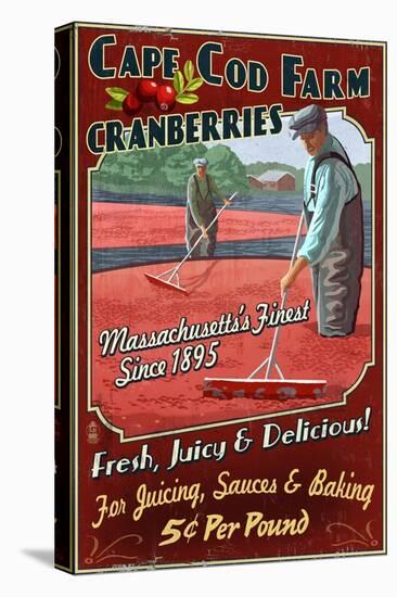 Cape Cod, Massachusetts - Cranberry-Lantern Press-Stretched Canvas
