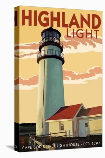 Cape Cod, Massachusetts - Highland Light-Lantern Press-Stretched Canvas