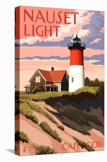 Cape Cod, Massachusetts - Nauset Light and Sunset-Lantern Press-Stretched Canvas