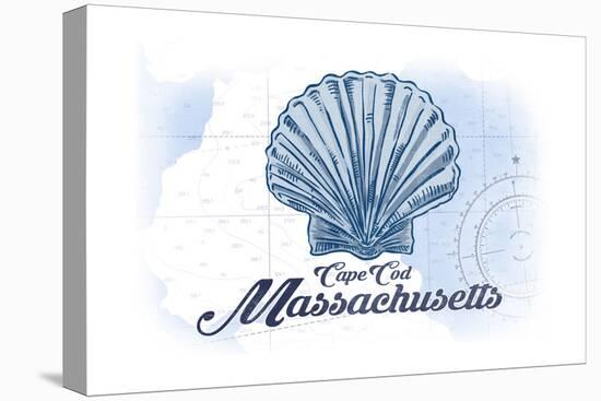 Cape Cod, Massachusetts - Scallop Shell - Blue - Coastal Icon-Lantern Press-Stretched Canvas