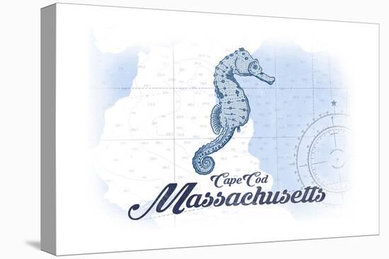 Cape Cod, Massachusetts - Seahorse - Blue - Coastal Icon-Lantern Press-Stretched Canvas