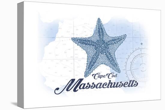 Cape Cod, Massachusetts - Starfish - Blue - Coastal Icon-Lantern Press-Stretched Canvas