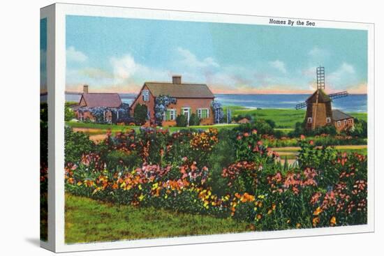 Cape Cod, Massachusetts - View of Homes by the Sea-Lantern Press-Stretched Canvas