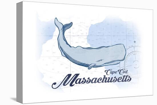 Cape Cod, Massachusetts - Whale - Blue - Coastal Icon-Lantern Press-Stretched Canvas