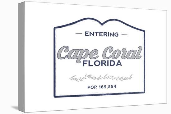 Cape Coral, Florida - Now Entering (Blue)-Lantern Press-Stretched Canvas