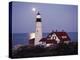 Cape Elizabeth Lighthouse with Full Moon, Portland, Maine, USA-Walter Bibikow-Premier Image Canvas