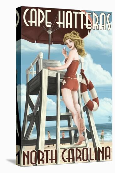 Cape Hatteras, North Carolina - Lifeguard Pinup Girl-Lantern Press-Stretched Canvas