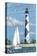 Cape Lookout Lighthouse - Outer Banks, North Carolina-Lantern Press-Stretched Canvas