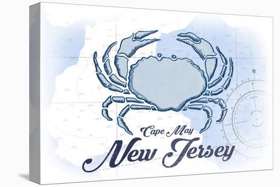 Cape May, New Jersey - Crab - Blue - Coastal Icon-Lantern Press-Stretched Canvas