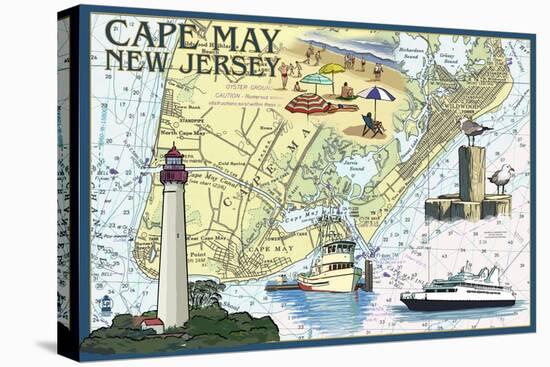 Cape May, New Jersey - Nautical Chart-Lantern Press-Stretched Canvas